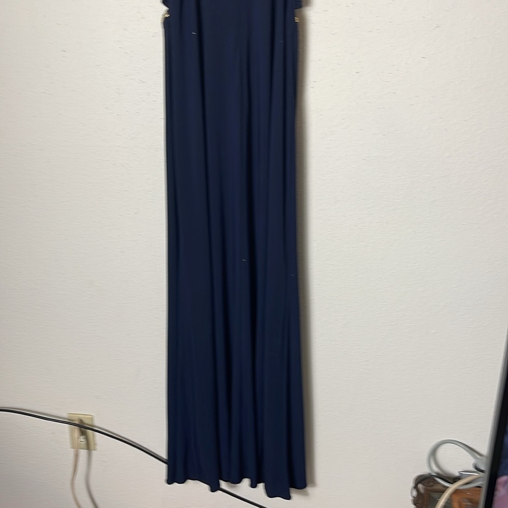 Betsy & Adam Dark Blue Cut Put Beaded Embellished Gown Size 10 - Picture 7 of 7